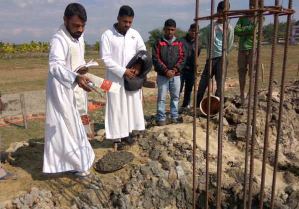 Blessing of the foundation of St. Xavier's Church